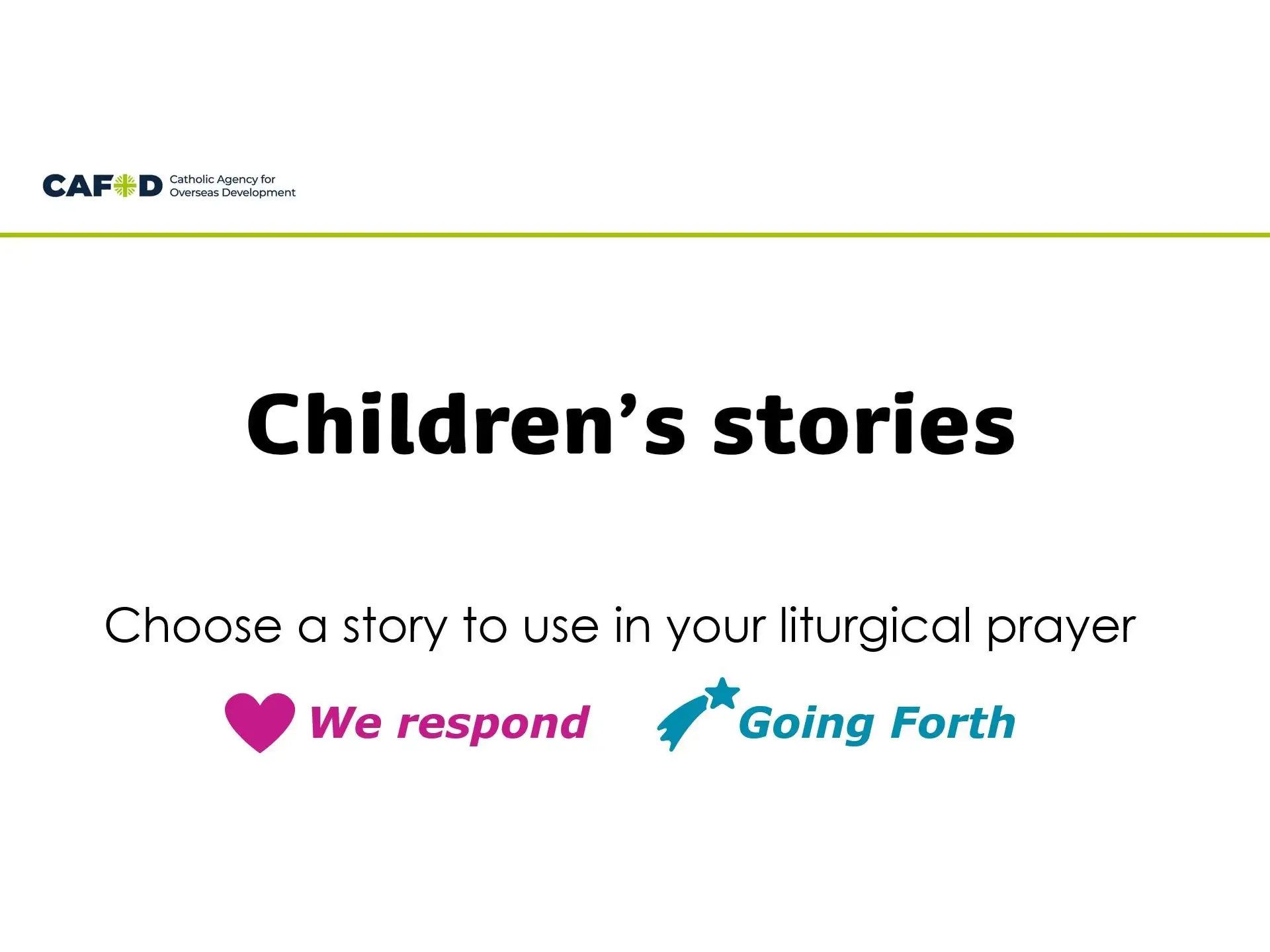 Children's stories for Celebration of the word