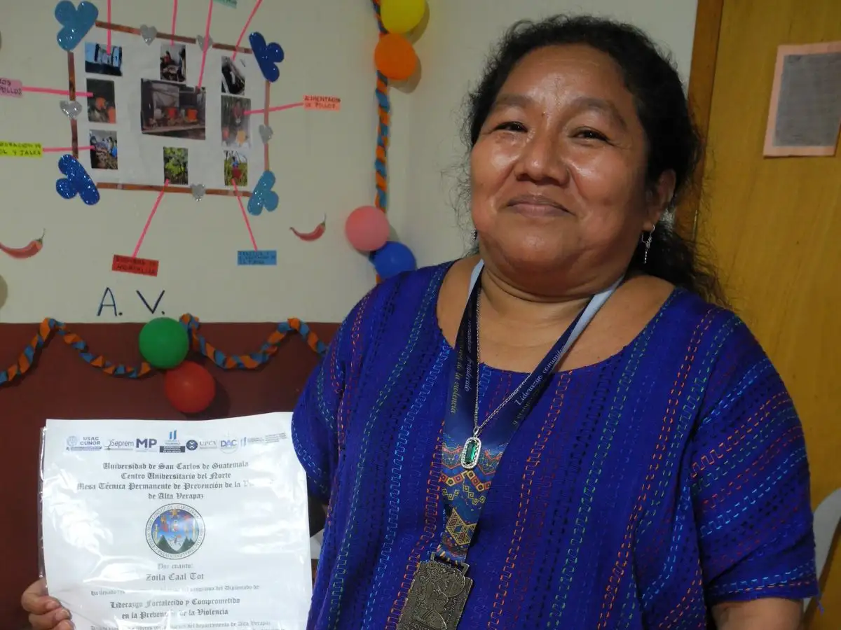 Zoila trains women on how to protect themselves against violence.