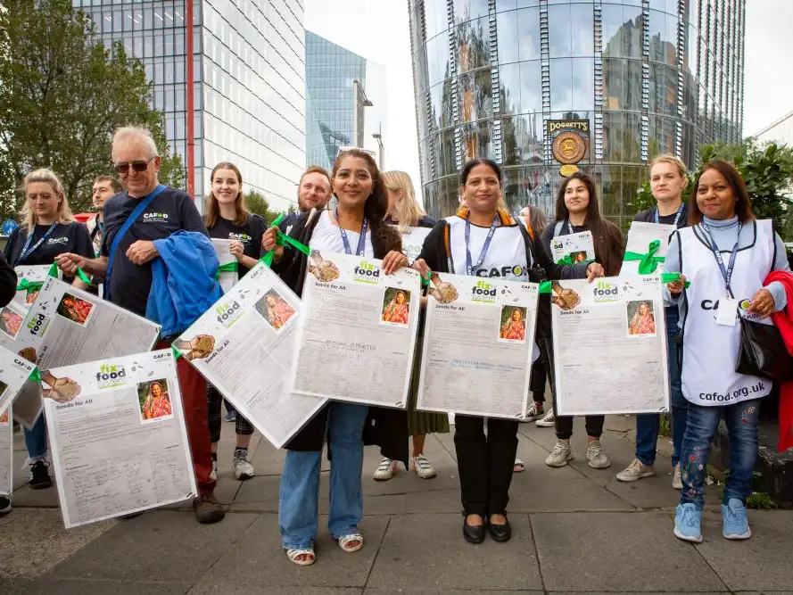 Campaigners walk across Blackfriars Bridge with Salina letters