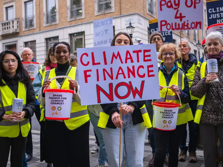 UK - Westminster - Climate finance stunt - Photo for COP29 outcomes story