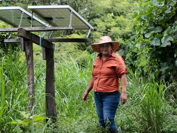 Latin America - Nicaragua - Farmer with solar powered irrigation system to water crops